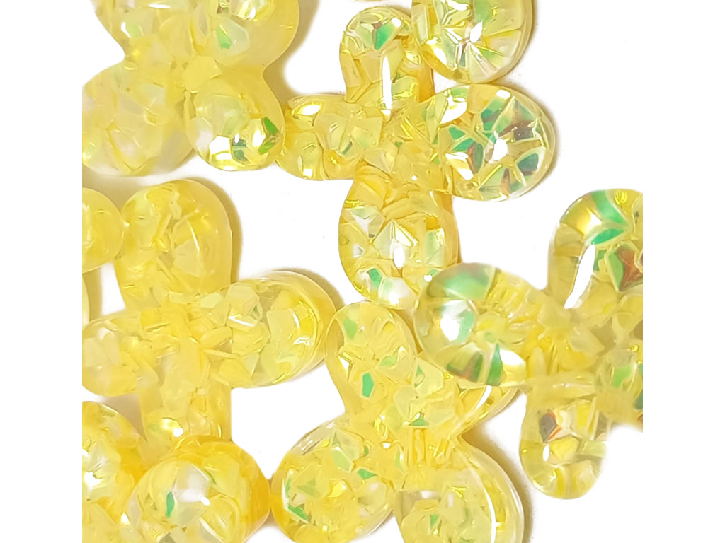 Yellow & Green  Butterfly Stickable Acrylic Stones