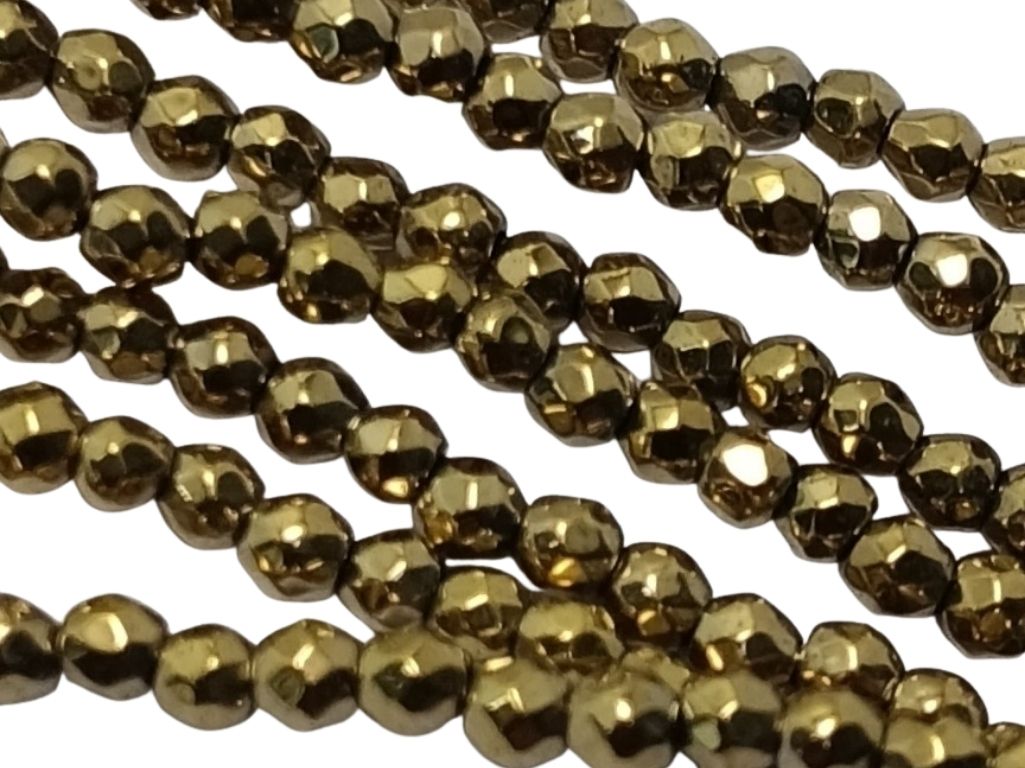Golden Spherical Haemetite Metal Beads