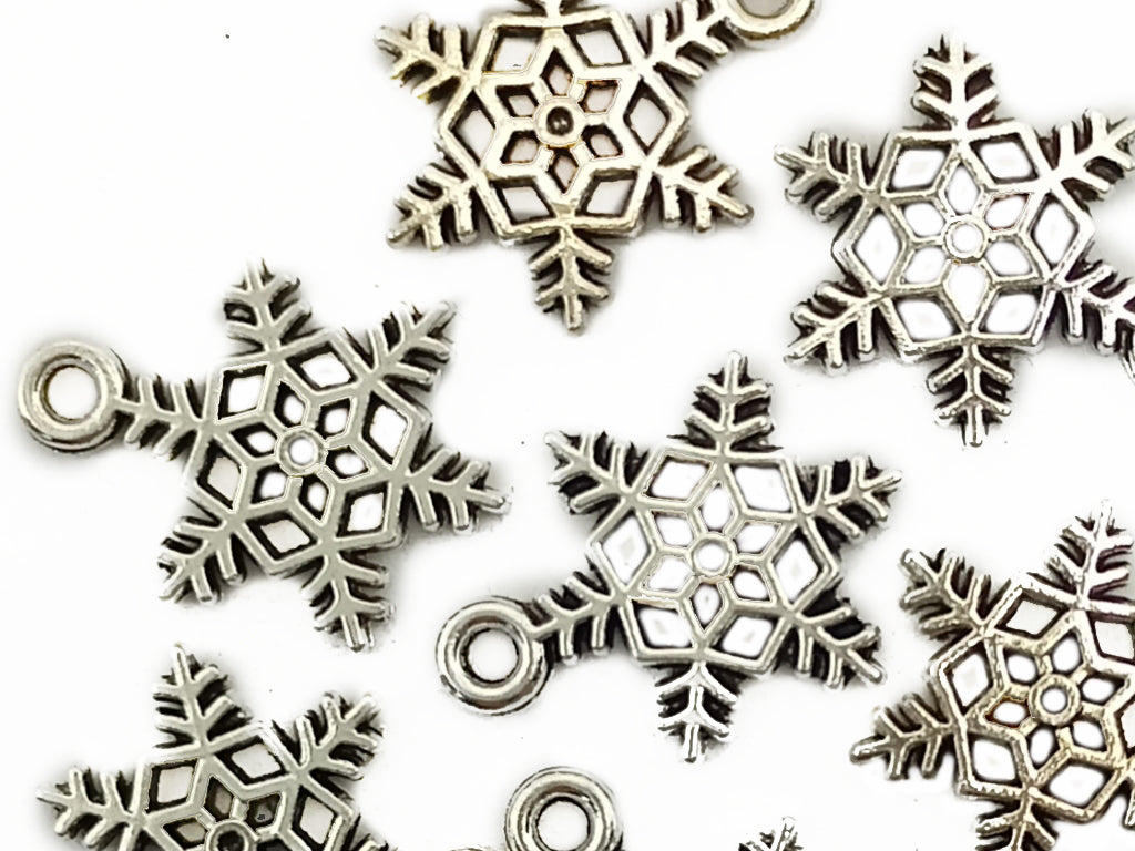 Silver Snow Flake Zinc Metal Charms