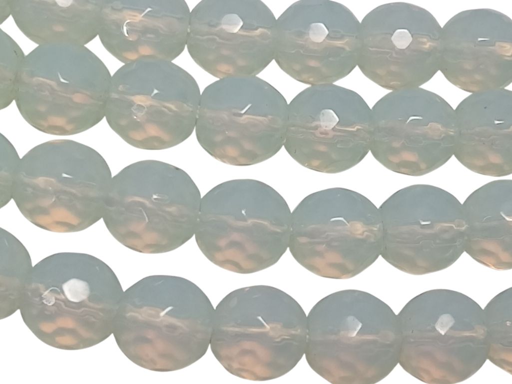 White 8 mm Rondelle Jade Quartz Stones
