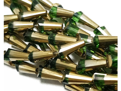 Green & Golden Conical Glass Beads