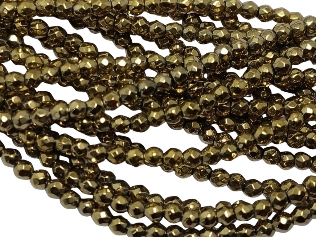 Golden Spherical Haemetite Metal Beads
