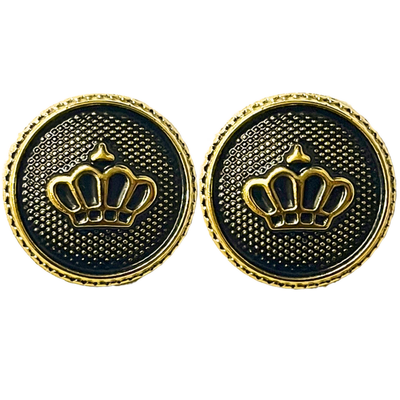 Black & Golden King’s & Queen’s Favourite Crown Design Round Shank Plastic Button Black and Golden Colour for Coat, Suit, Blazer, Sherwani, Nehru Jacket and for all Types of Clothes
