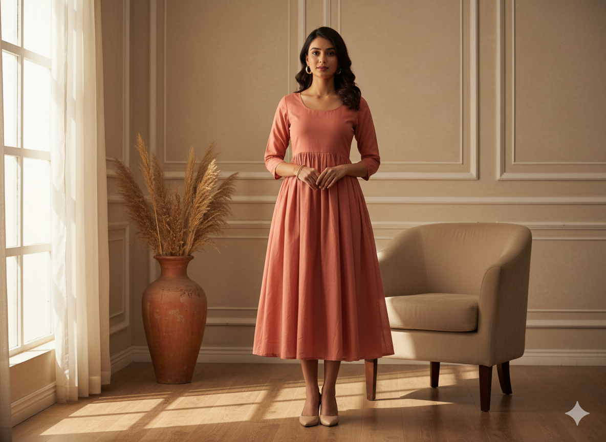 Bright Red Plain 100% Pure Mul Mul Cotton