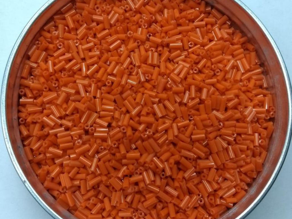 Orange Pipe Glass Seed Beads- 4.5 mm