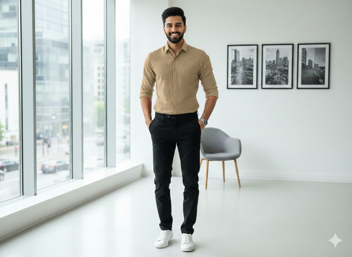 बेज सादा कॉटन लिनन कपड़ा