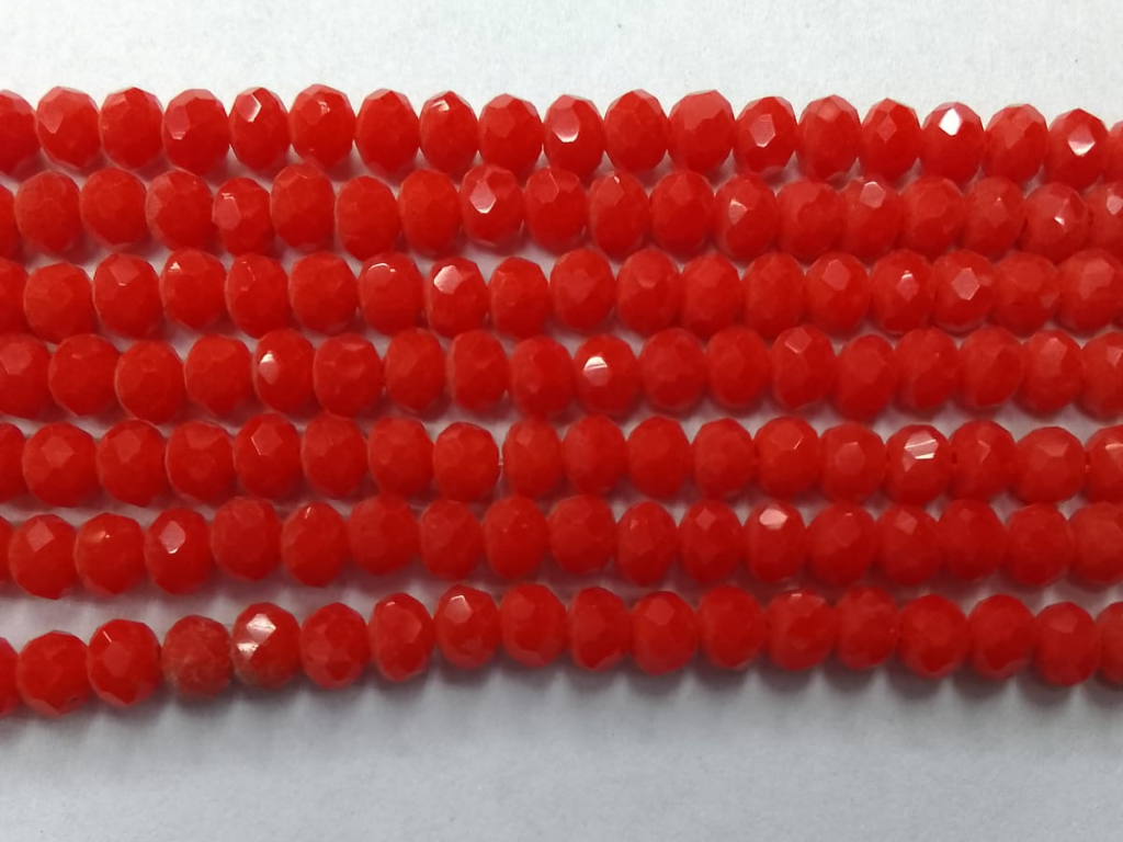 Deep Red Tyre Crystal Glass Beads