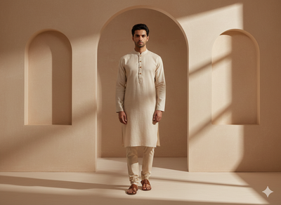 बेज सादा कॉटन लिनन कपड़ा