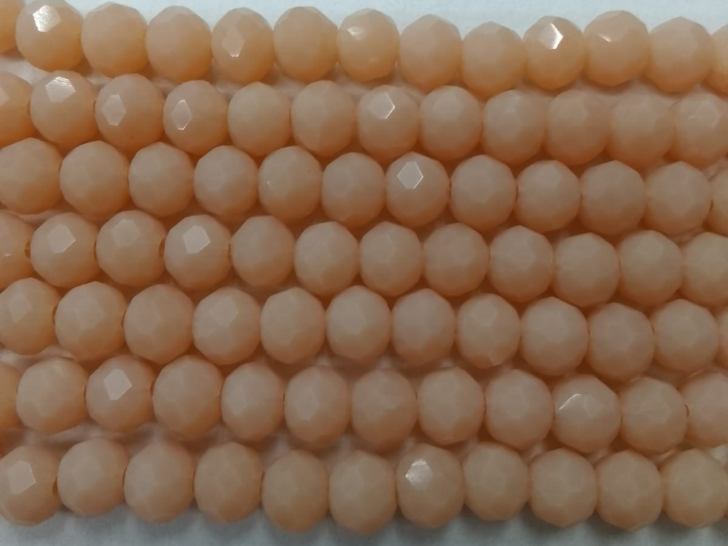 Peach Tyre Crystal Glass Beads- 6 mm