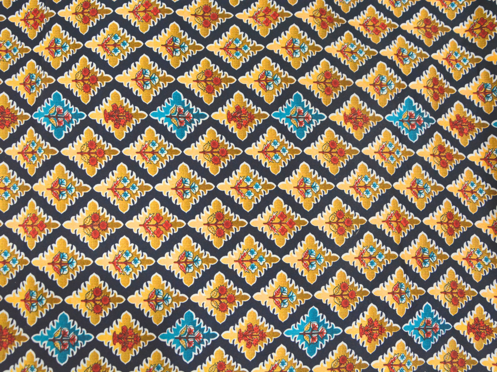 Deep Blue Diamond Digitally Printed Butter Crepe Fabric