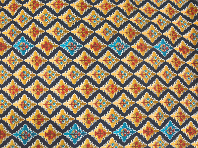 Deep Blue Diamond Digitally Printed Butter Crepe Fabric