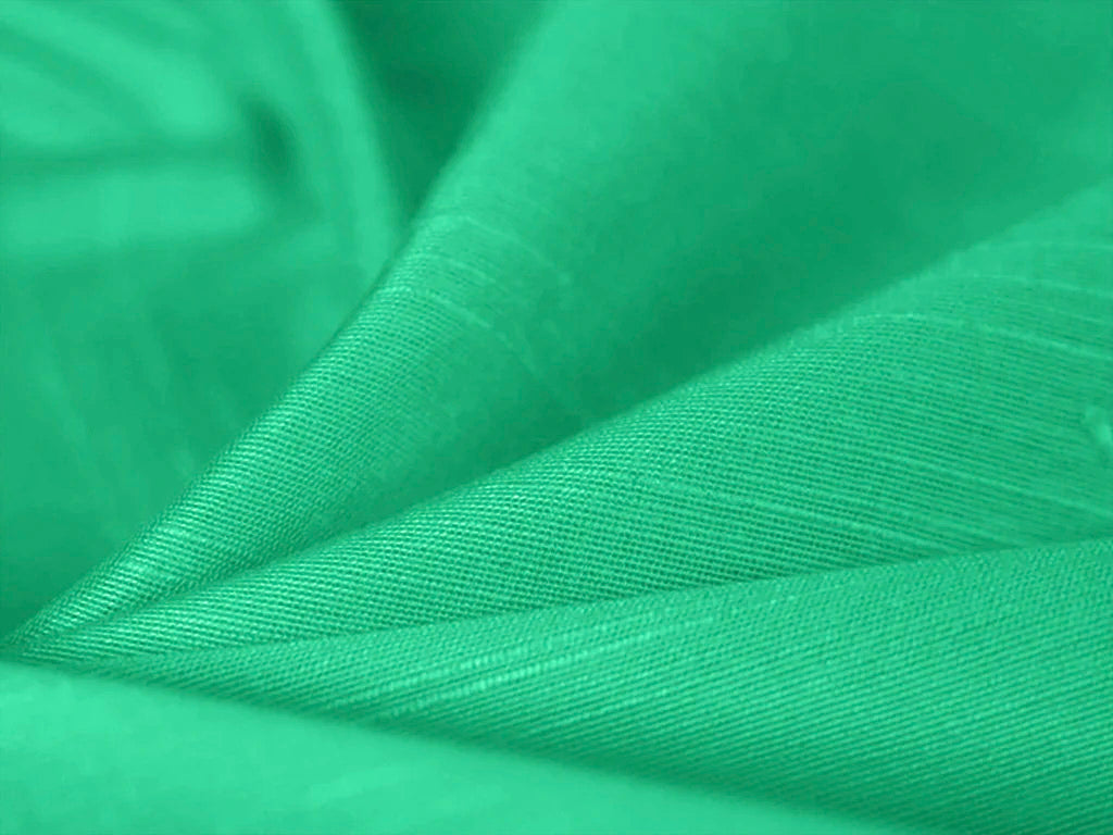 Sea Green Plain Bangalore Raw Silk Fabric  (Wholesale)