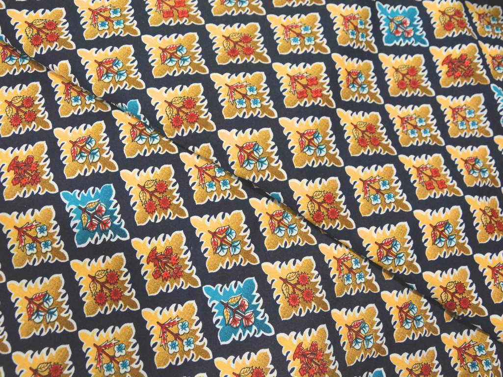 Deep Blue Diamond Digitally Printed Butter Crepe Fabric