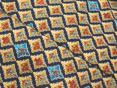 Deep Blue Diamond Digitally Printed Butter Crepe Fabric