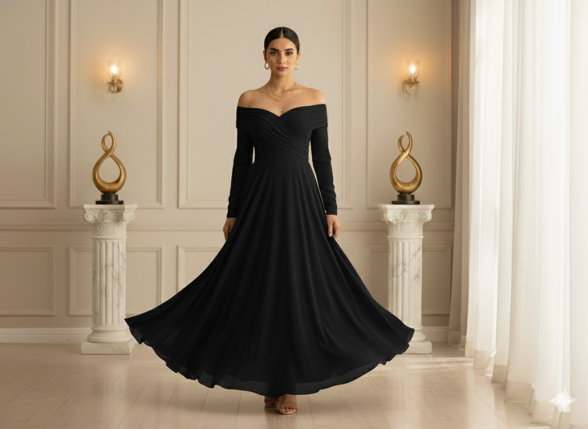 काला सादा 60 ग्राम जॉर्जेट कपड़ा