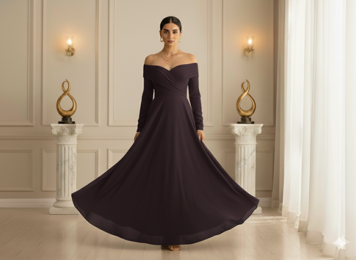 भूरा सादा 60 ग्राम जॉर्जेट कपड़ा