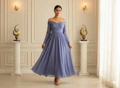 कॉर्नफ्लावर नीला सादा 60 ग्राम जॉर्जेट कपड़ा