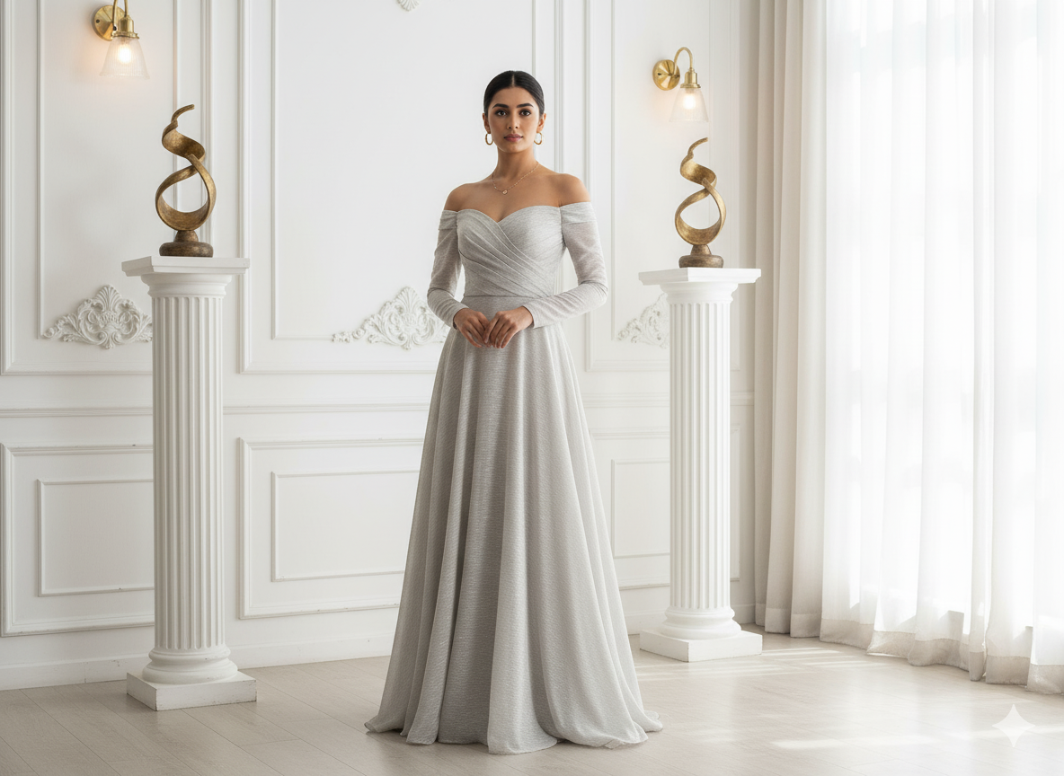 आइवरी सफ़ेद सादा 60 ग्राम जॉर्जेट कपड़ा