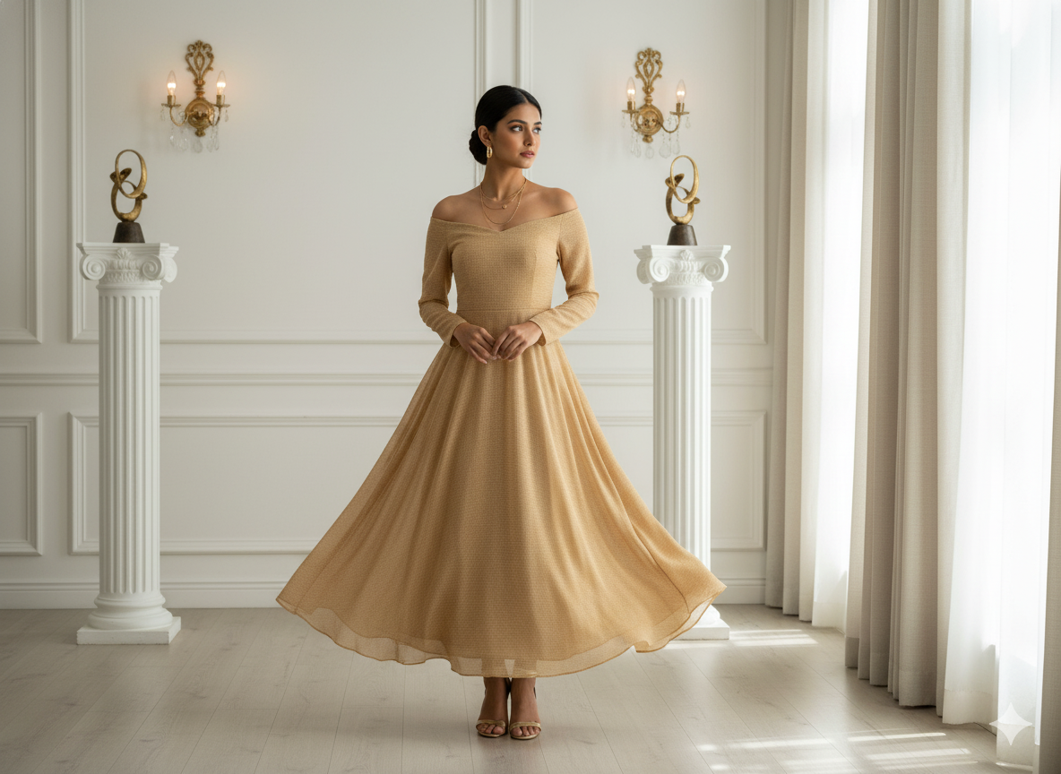 कैमल बेज प्लेन 60 ग्राम जॉर्जेट फ़ैब्रिक