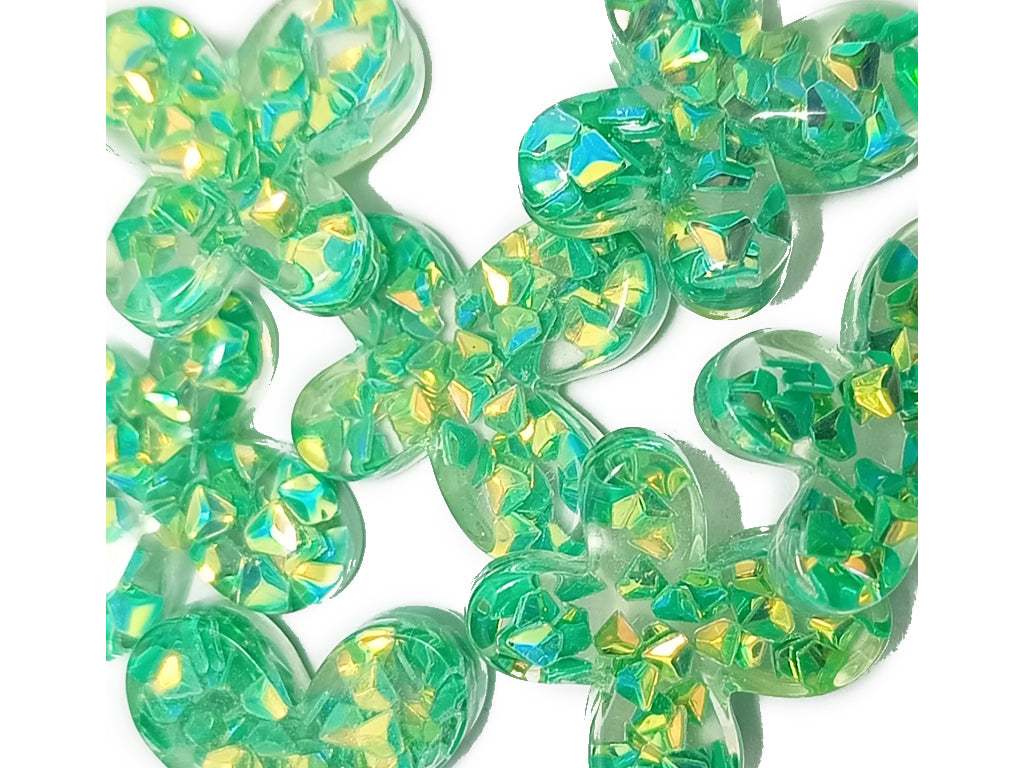 Green & Golden Butterfly Stickable Acrylic Stones