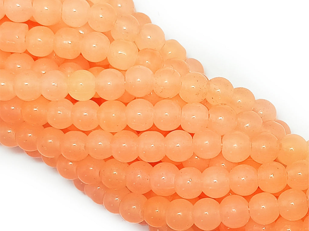 Orange Glossy Spherical Glass Pearls Beads