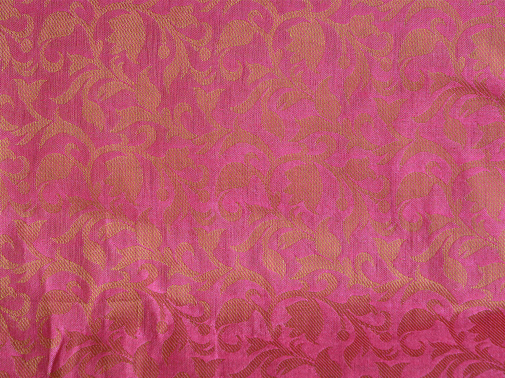 Brink Pink Floral Semi Banarasi Brocade Fabric