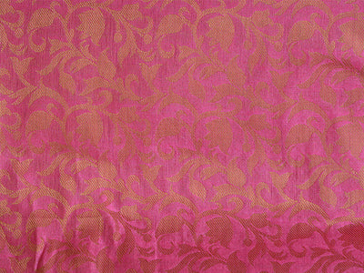 Brink Pink Floral Semi Banarasi Brocade Fabric