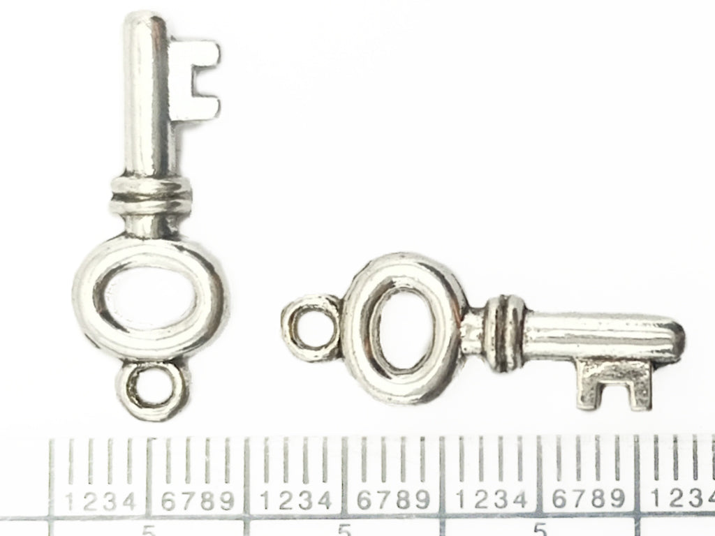 Silver Key Zinc Metal Charms