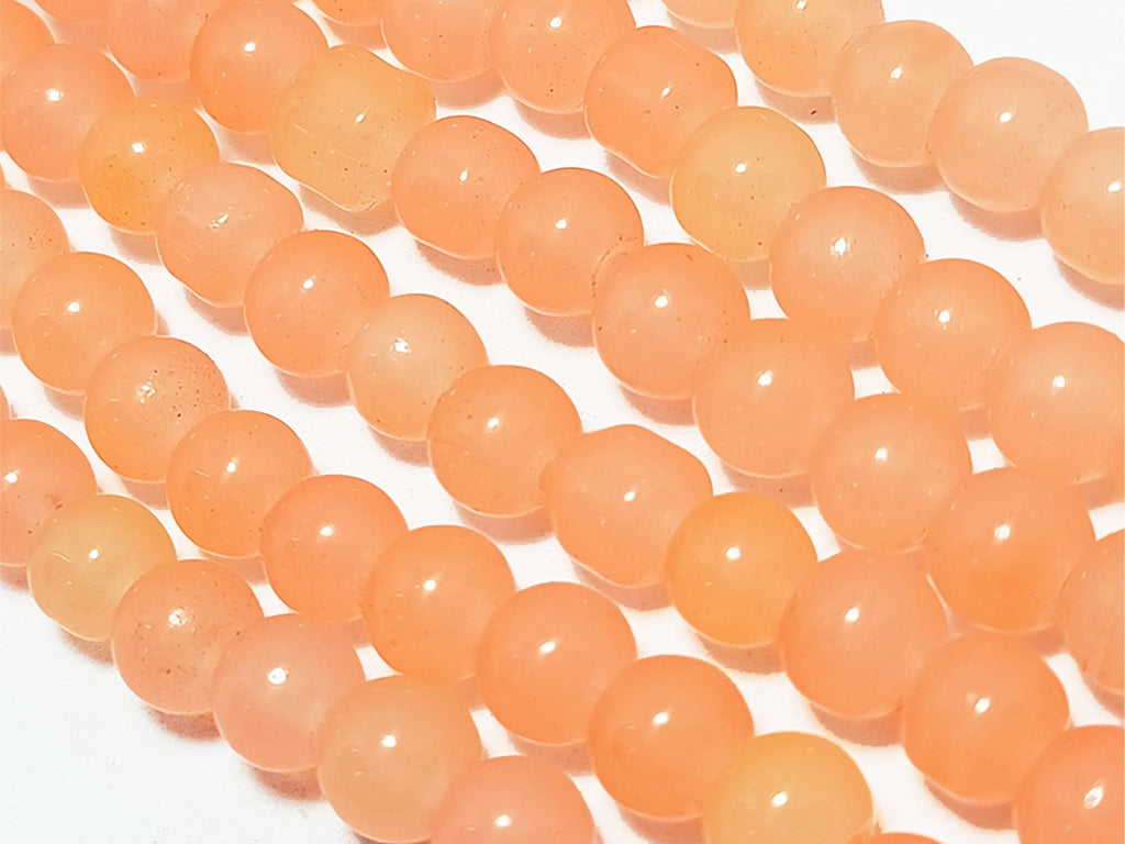 Orange Glossy Spherical Glass Pearls Beads