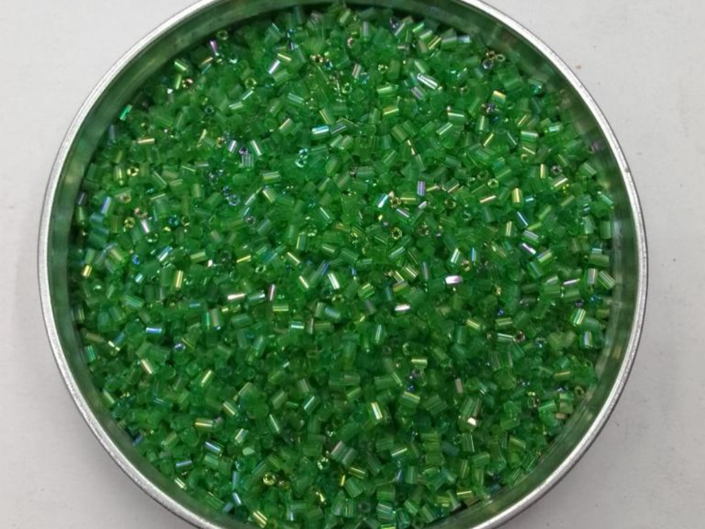 Green Transparent Rainbow 2 Cut Glass Seed Beads- 2 mm