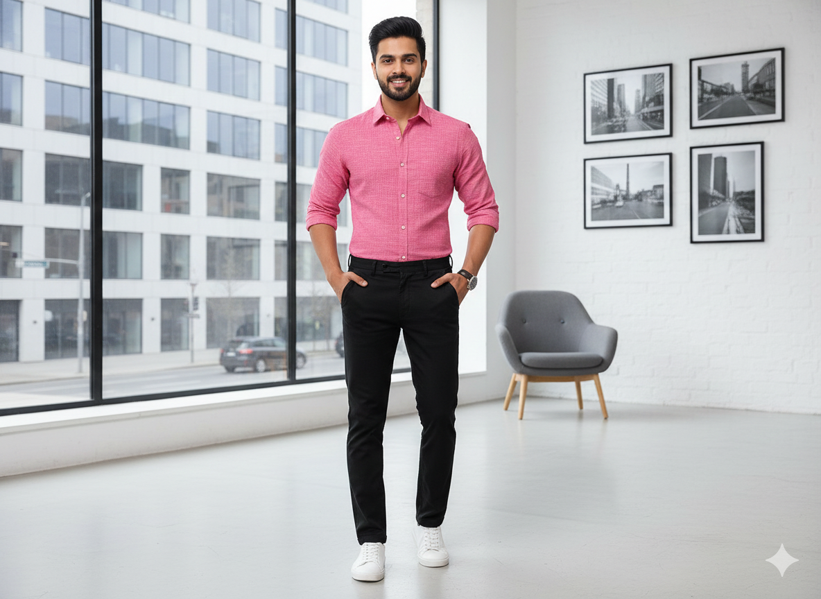 रानी गुलाबी सादा कॉटन लिनन कपड़ा