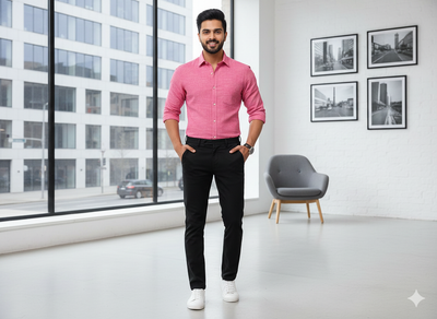 रानी गुलाबी सादा कॉटन लिनन कपड़ा