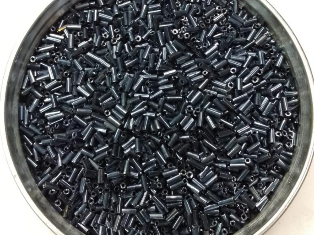 Dark Grey Pipe Glass Seed Beads- 4.5 mm