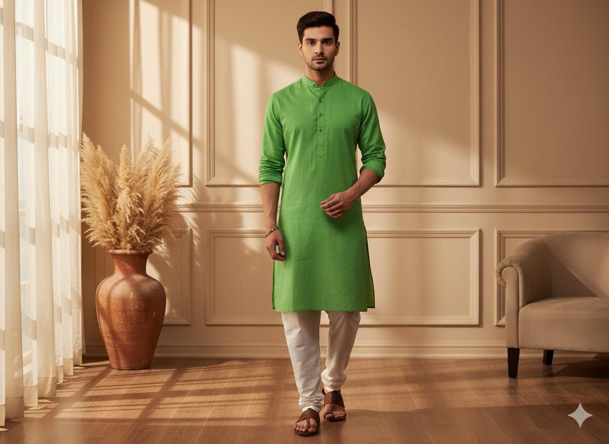 Green Plain 100% Pure Mul Mul Cotton