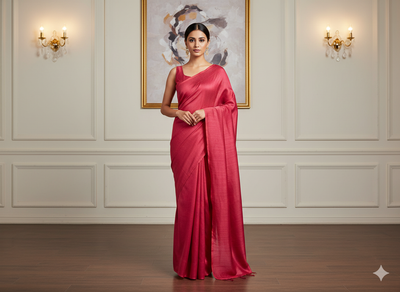 Red Pink Plain Bangalore Raw Silk Fabric  (Wholesale)