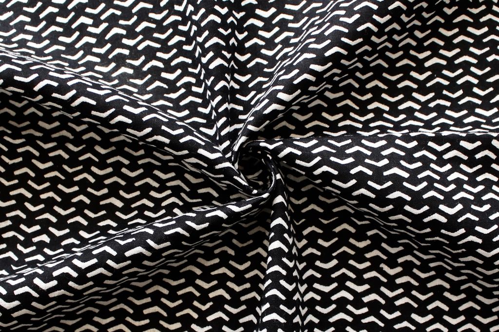 Black And White Abstract Printed Pure Cotton Fabric