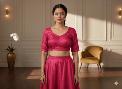 Red Pink Plain Bangalore Raw Silk Fabric  (Wholesale)