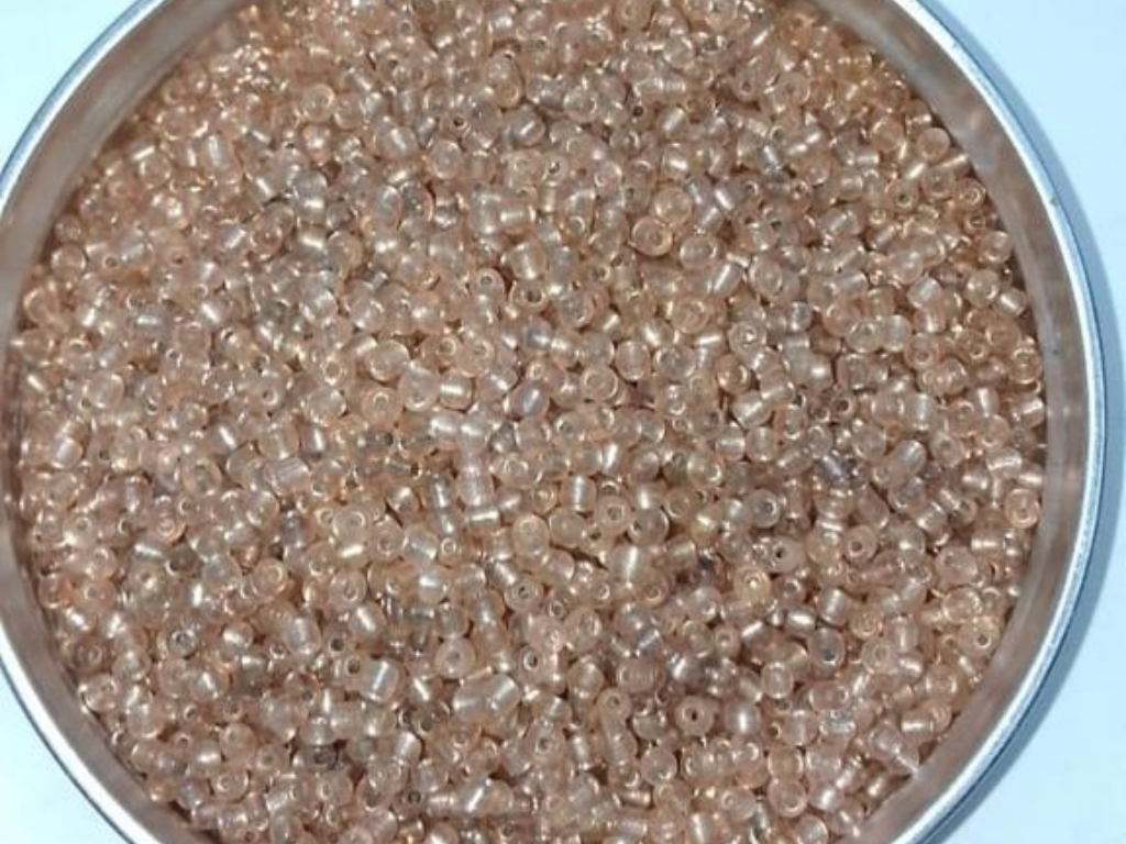 Peach Silverline Round Rocaille Glass Seed Beads- 2 mm