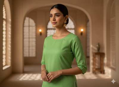 Green Plain 100% Pure Mul Mul Cotton