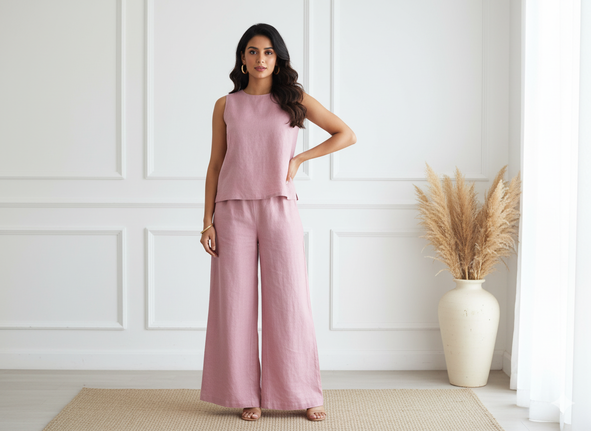 लाइट रोज़वुड शुद्ध लिनन कपड़ा - 60 ली