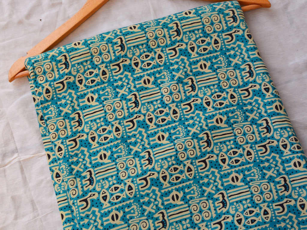 Sky Blue Traditional Pure Mul Mul Cotton Fabrics