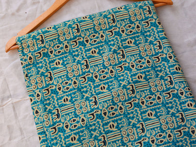 Sky Blue Traditional Pure Mul Mul Cotton Fabrics