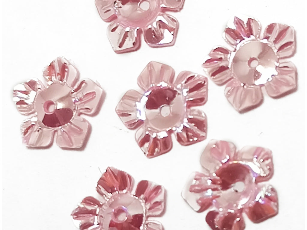 Rose Pink Flower Shape One Hole Plastic Sequins