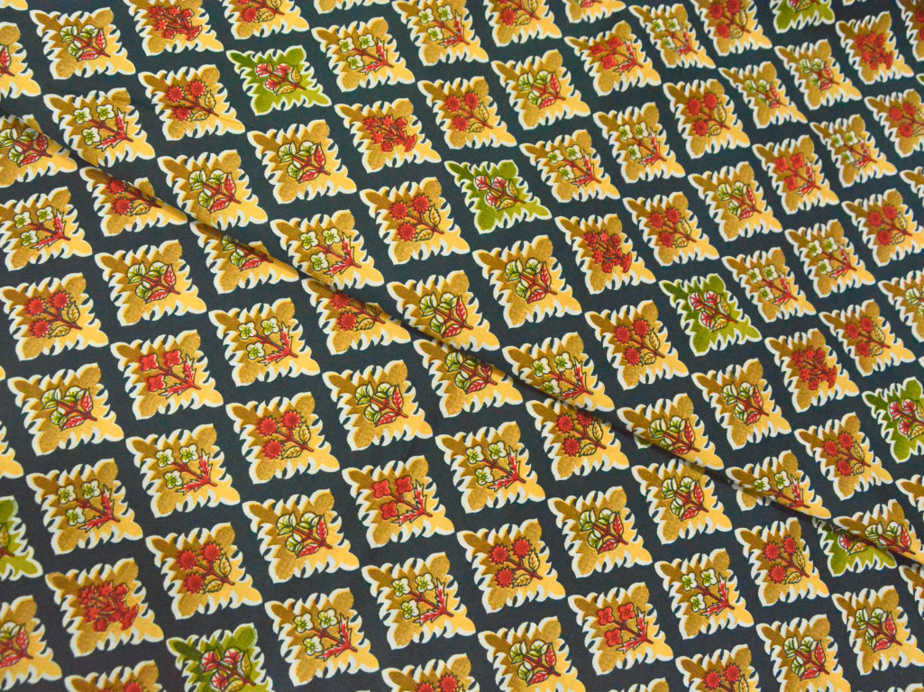 Deep Green Diamond Digitally Printed Butter Crepe Fabric
