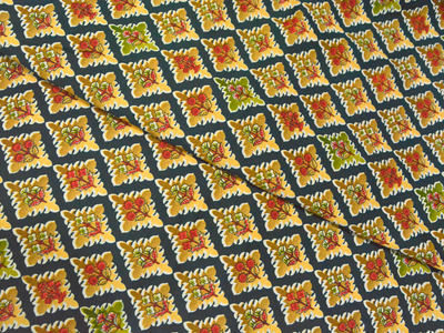 Deep Green Diamond Digitally Printed Butter Crepe Fabric