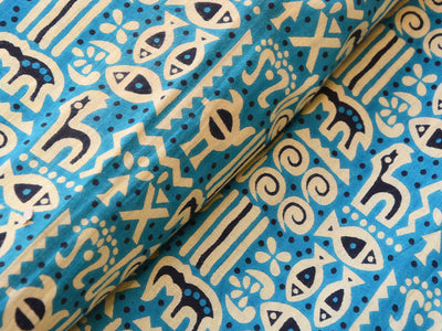 Sky Blue Traditional Pure Mul Mul Cotton Fabrics