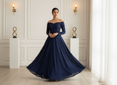 बेरी ब्लू प्लेन 60 ग्राम जॉर्जेट फ़ैब्रिक