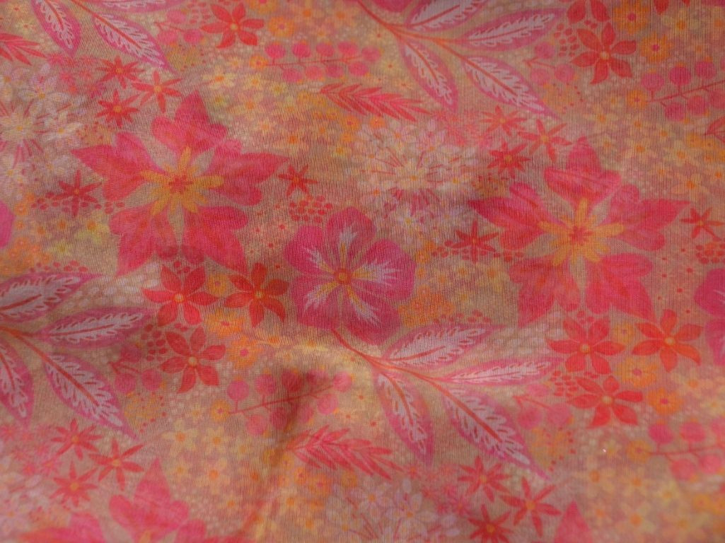 Multicolour Floral Digital Printed Liquid Organza Fabric