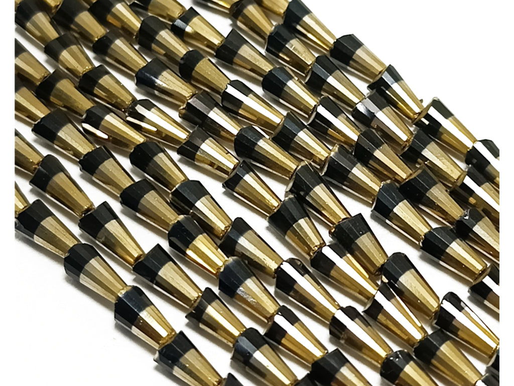 Black & Golden Conical Glass Beads