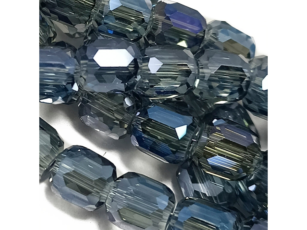 Dark Gray Faceted Cuboid Crystal Beads
